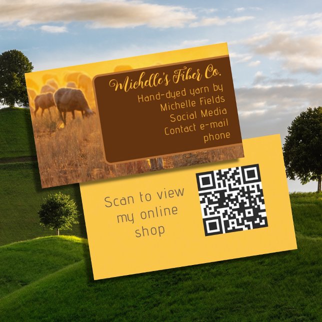 Cartes de visite Code QR Moutons en Pâturage Trico (Créateur téléchargé)
