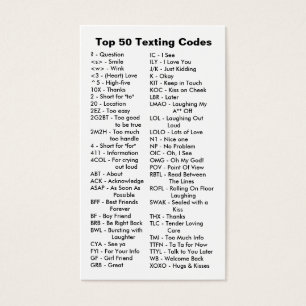 Cartes De Visite Codes de service de mini-messages