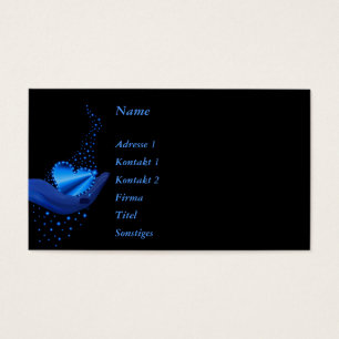 Cartes De Visite Coeur arc-en-ciel bleu avec étoiles