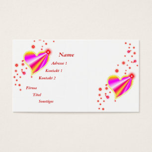 Cartes De Visite Coeur arc-en-ciel rose jaune avec étoiles