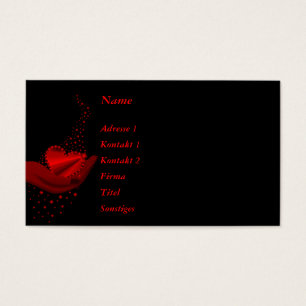 Cartes De Visite Coeur arc-en-ciel rouge avec étoiles