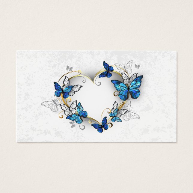 Cartes De Visite Coeur bijoux avec papillons Morpho (Devant)