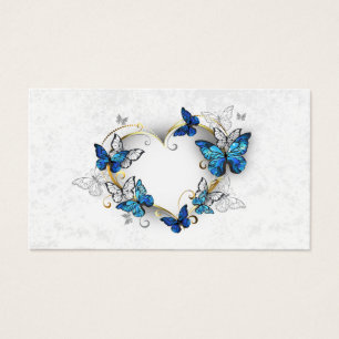 Cartes De Visite Coeur bijoux avec papillons Morpho