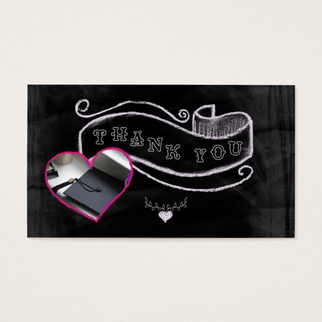 Cartes De Visite Coeur et bannière merci (Devant)