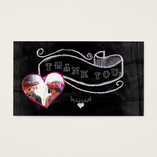 Cartes De Visite Coeur et bannière merci (Devant)