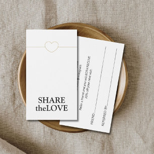 Cartes De Visite Coeur minimaliste de ligne d'or Faux blanc