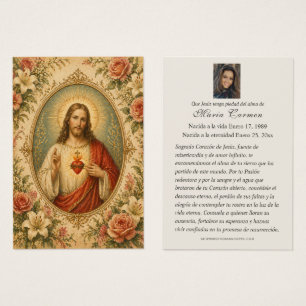 Cartes De Visite Cœur Sacré de Jésus Prière funèbre espagnole