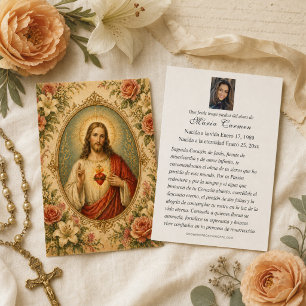 Cartes De Visite Cœur Sacré de Jésus Prière funèbre espagnole
