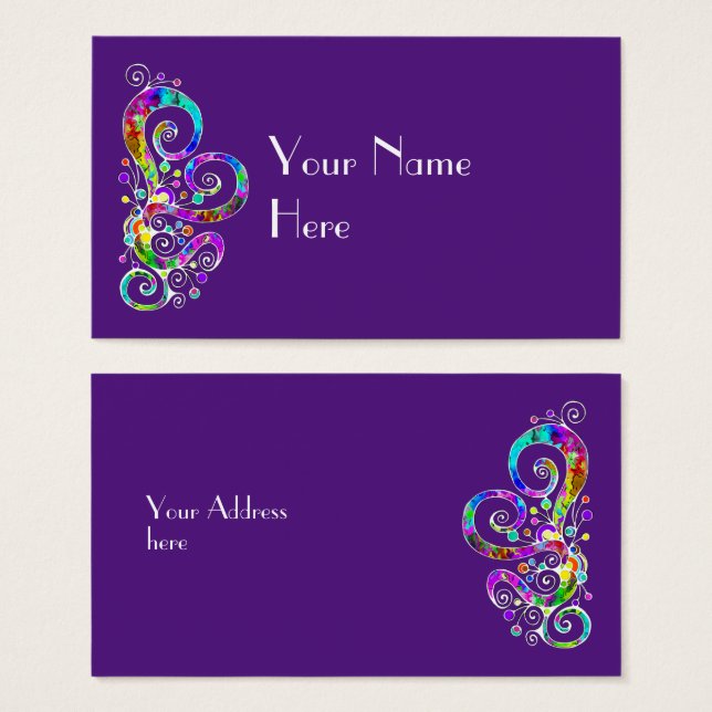 Cartes De Visite Coeur spiral Peint à la main 2 (Devant & derrière)