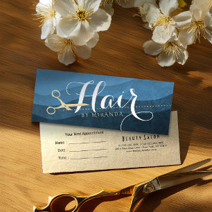 Cartes De Visite Coiffeur Styliste Coiffeuse Beauté Blue Gold Cisea