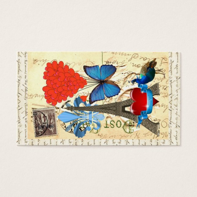 Cartes De Visite Collage romantique Paris (Devant)