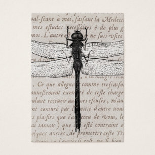 Cartes De Visite Collage vintage de libellule et de textes