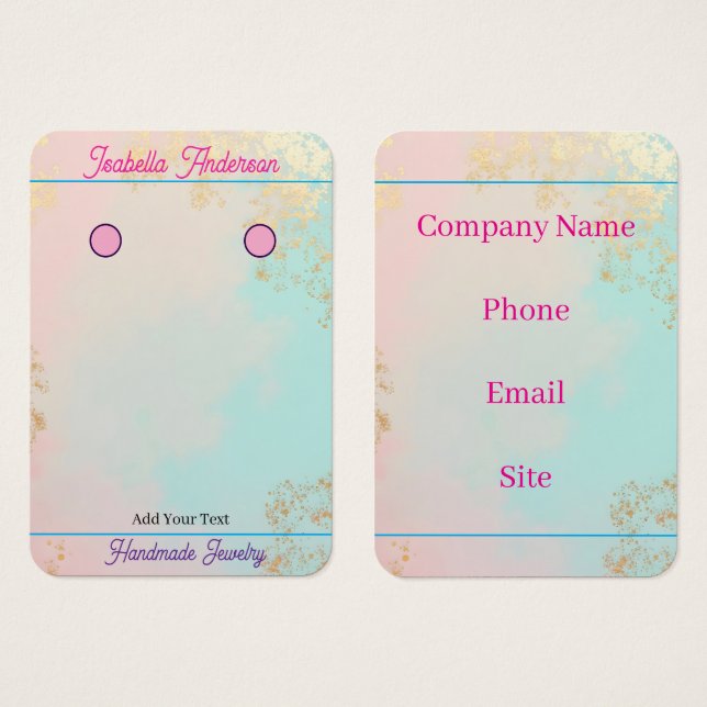 Cartes De Visite Collection Luxe Moderne Rose Pâle Menthe Douce Or (Devant & derrière)