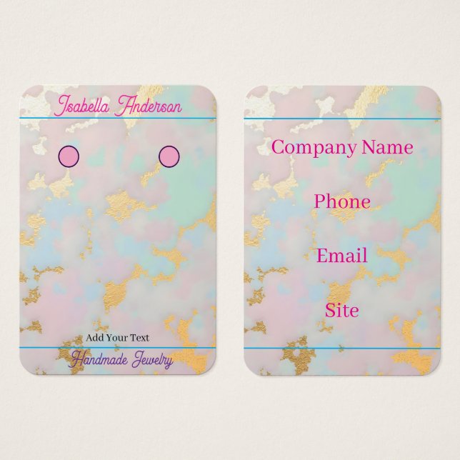 Cartes De Visite Collection Luxe Rose Pâle Menthe Or (Devant & derrière)