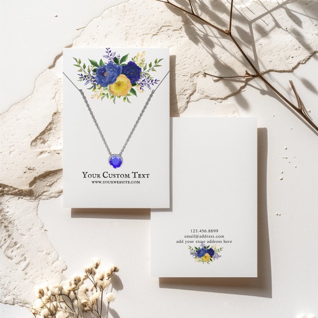 Cartes De Visite Collier Bijoux Display Card ・ Aquarelle Florale (Créateur téléchargé)