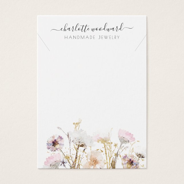 Cartes De Visite Collier Bijoux Parties scintillant or rose Fleurs  (Devant)