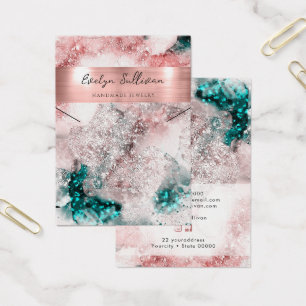 Cartes De Visite Collier d'aquarelle rose turquoise