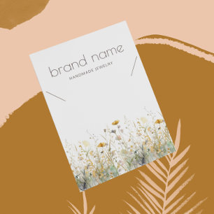 Cartes De Visite Collier de fleurs sauvages aquarelle terreuse