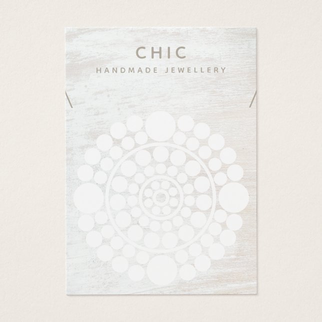 Cartes De Visite Collier élégant Porte-étendard en bois blanc (Devant)