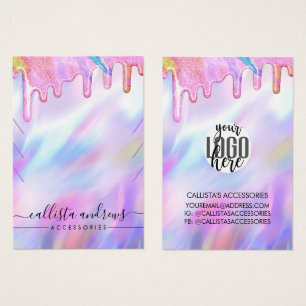 Cartes De Visite Collier Logo Unicorn Holographic Parties scintilla