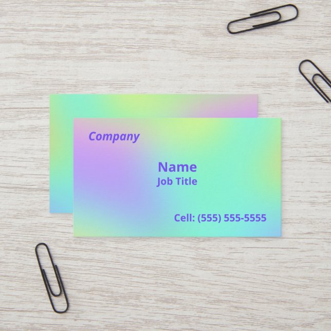 Cartes de visite colorés à dégradé doux (Devant/Arrière en situation)