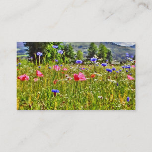 Cartes de visite colorés de champ de fleur sauvag