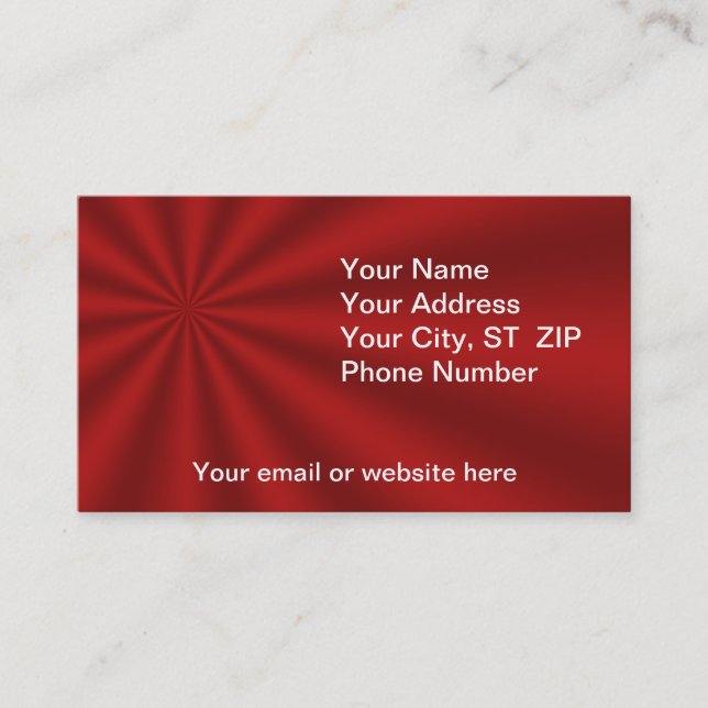 Cartes de visite colorés Red Starburst (Devant)