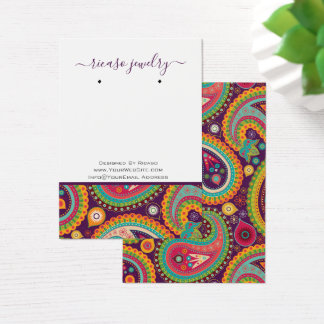 Cartes De Visite Colorful Paisley Motif moderne Elevant Arrière - p