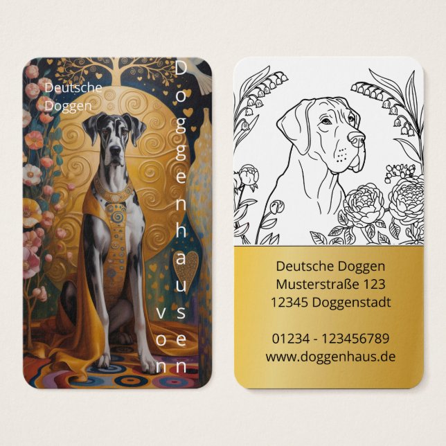 Cartes De Visite Colorfull Great Dane Art Business Cards (Devant & derrière)