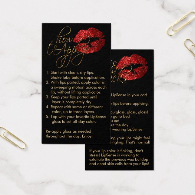 Cartes De Visite Comment appliquer - Lèvres rouges sur noir (Bureau)