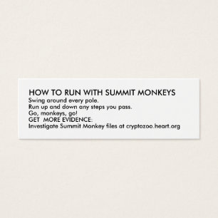 CARTES DE VISITE COMMENT COURIR AVEC DES SINGES DE SOMMET