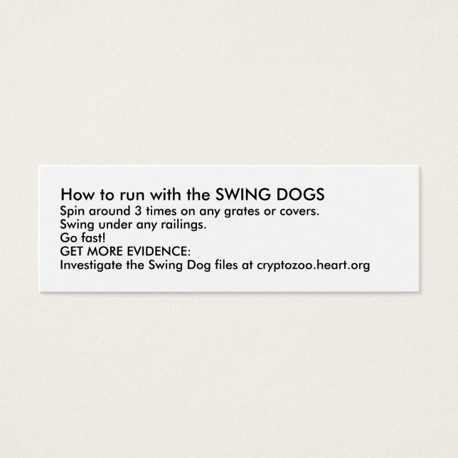 Cartes De Visite Comment faire fonctionner avec les CHIENS SWING (Devant)