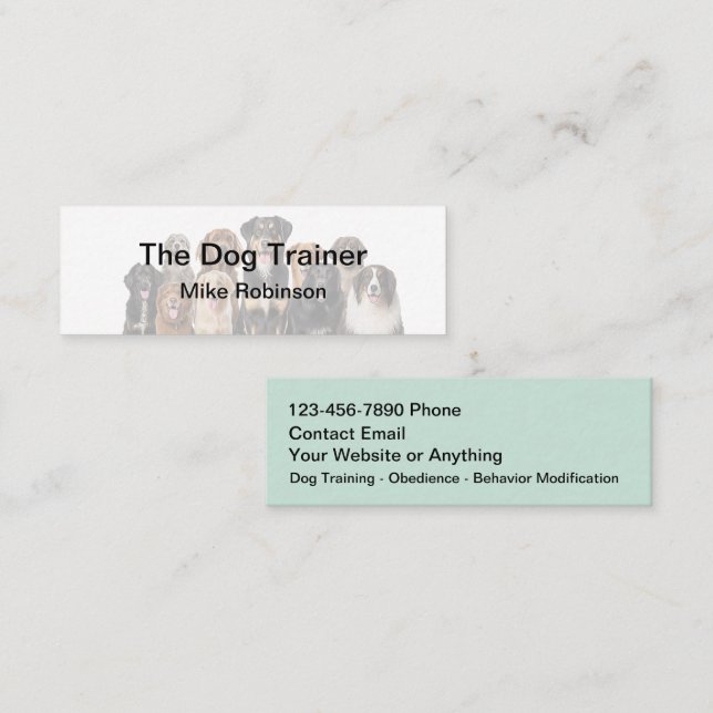 Cartes de visite compactes pour la formation canin (Devant / Derrière)