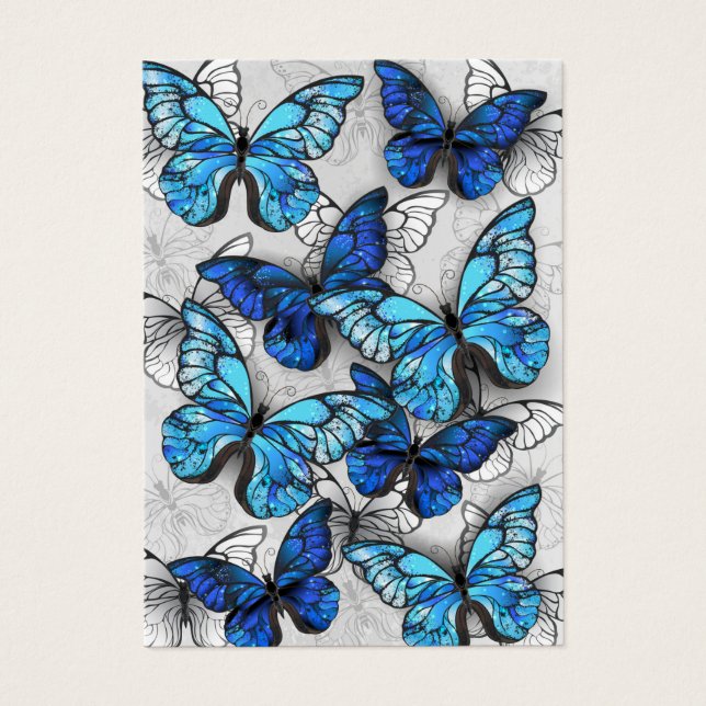 Cartes De Visite Composition de papillons blancs et bleus (Devant)