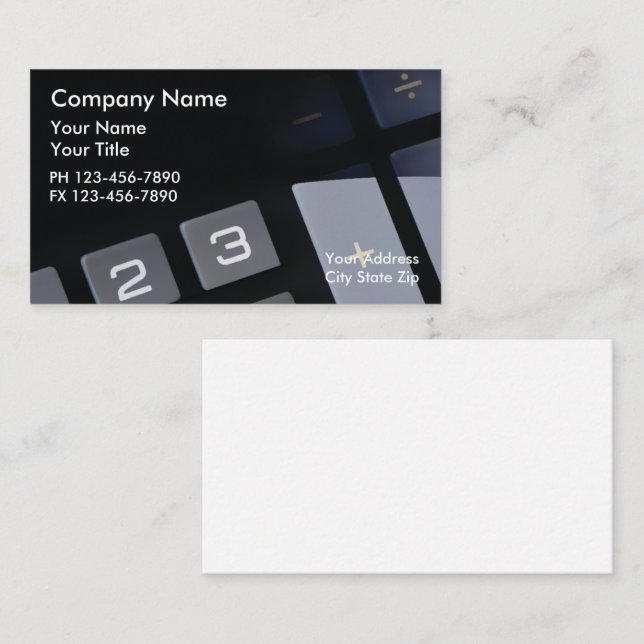 Cartes de visite comptables (Devant / Derrière)