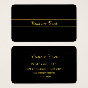 Cartes De Visite Conception de texte personnalisable simple or et n