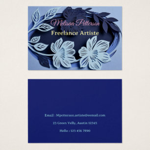 Cartes De Visite Conception florale bleue élégante