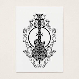 Cartes De Visite Conception noire complexe de guitare sur le blanc