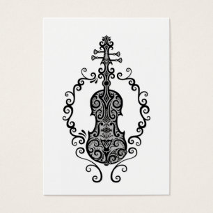 Cartes De Visite Conception noire complexe de violon sur le blanc