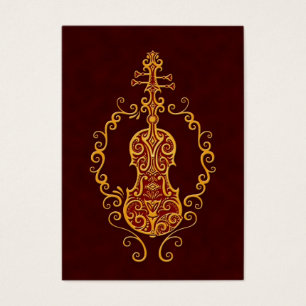 Cartes De Visite Conception rouge d'or complexe de violon