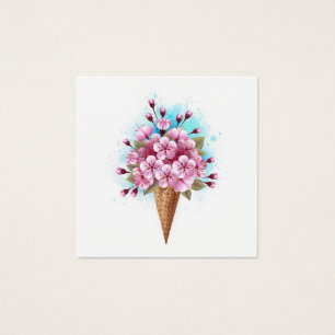Cartes De Visite Cône rose Sakura crème glacée gaufre