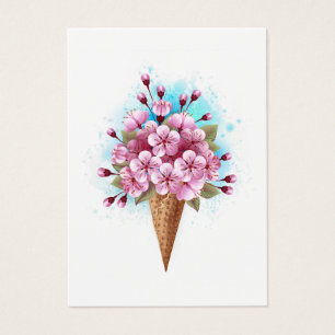 Cartes De Visite Cône rose Sakura crème glacée gaufre