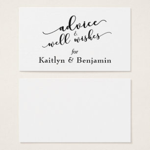 Cartes De Visite Conseil noir et blanc et bien souhaits Mariage