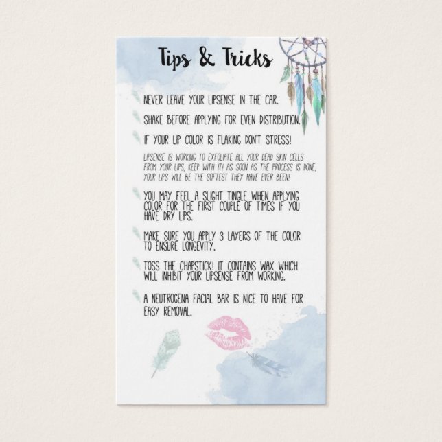 Cartes De Visite Conseils et astuces Sens de lèvres Boho (Devant)