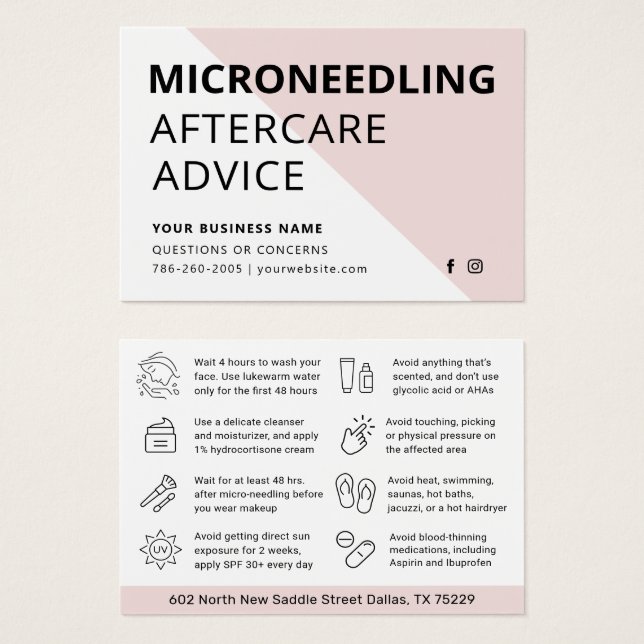 Cartes De Visite Conseils modernes de microneedling Soft Blush (Devant & derrière)