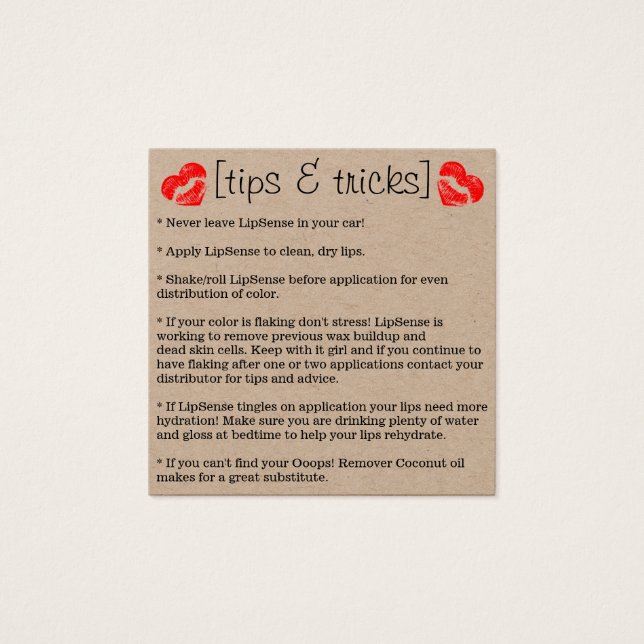 Cartes De Visite Conseils & Tricks Lipstick (Devant)