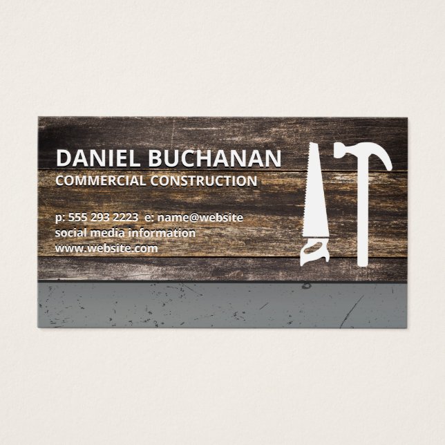 Cartes De Visite Construction | Métallique à écailles de bois (Devant)