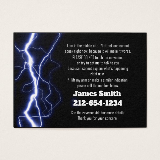 Cartes De Visite Contact d'urgence d'attaque TN (Devant)