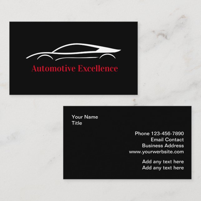 Cartes de visite cool Black Core Automotive (Devant / Derrière)