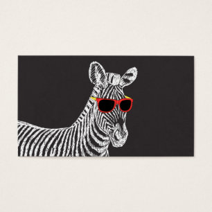 Cartes De Visite Cool mignon drôle zèbre blanc croquis avec lunet